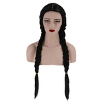 Mulheres Moda Cosplay Rose Net peruca completa peruca preto dois trançado para qualquer tipo de rosto