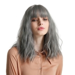 Mulheres Moda de Alta Temperatura Silk Chemical fibra capilar Haze azul longa peruca de cabelo