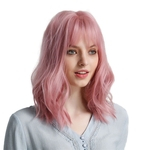 Mulheres Moda de Alta Temperatura Silk Synthetic Cabelo Rosa longa peruca de cabelo