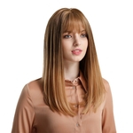 Mulheres Moda de Alta Temperatura Silk Synthetic longo Brown peruca de cabelo