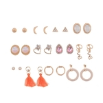 Mulheres Moda Diamond Triângulo Lua Imitação Opal franjada Círculo Vintage Ear brincos