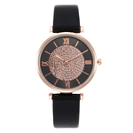 Mulheres Moda Diomand Roman Dial Leather Watch Band