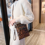 Mulheres Moda Leopard Impress?o Bolsa Telefone ombro saco Messenger Bag