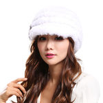 Mulheres Moda Rex Hat Coelho cabelo com listra Projeto Cap Quente bonito Thicken Ladies Inverno