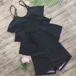 Mulheres Moda Sexy Ruffle Impressão De Cintura Alta De Split Swimsuit Set