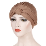 Mulheres Moda simples cor sólida Loss Chemo Beanie Cabelo Turbante chapéu muçulmano