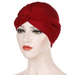Mulheres Moda simples cor sólida Loss Chemo Beanie Cabelo Turbante chapéu muçulmano