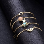 Women Fashion Simple Round Bead Five-pointed Star Leaf Bracelet Jewelry Accessories