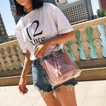 Mulheres Moda Transparente ombro Confeitaria Cor Saco Balde Messenger Bag