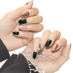 Mulheres moda verde folha salix unhas postiças dedo lustroso nail art dicas
