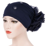 Mulheres Muçulmanas Faux Pearl Flower Hat Hijab Hair Loss Head Scarf Turban Cap Wrap