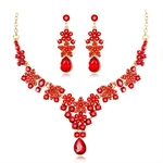 Mulheres nupcial Multi-color Conjunto de jóias elegante moda diamante Alloy Colar + Brinco Set Redbey