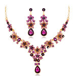 Mulheres nupcial Multi-color Conjunto de jóias elegante moda diamante Alloy Colar + Brinco Set