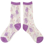 Mulheres Padrão Fino dos desenhos animados respirável meias de algodão Comprimento colorido meio da perna Gostar