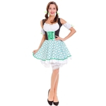 Mulheres Padrão Plaid Oktoberfest Estilo Dirndl Vestido Baviera Off-ombro traje vestido