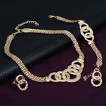 Mulheres pentacíclicos banhado a ouro Jóias Set strass gargantilhas colar / brincos / pulseira / anel Define Para nupcial
