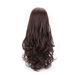 Mulheres peruca de cabelo longo encaracolado Oblique Bangs Air Bangs Natural Big Wave Wig