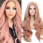 Women wigs Natural Pink hair wigs curly long Wavy Synthetic wigs black wavy fiber heat resistant kinky curly wig cosplay