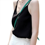 Mulheres respirável Casual V-neck Chiffon Sling Vest Tops