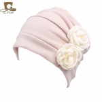 Mulheres respirável Moda Flower Side High Elastic chapéu cor sólida Gostar