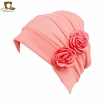 Mulheres respirável Moda Flower Side High Elastic chapéu cor sólida