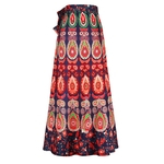 Mulheres Retro Summer Long Skirt Multicolor Printing solto Bohemian Casual Praia Saia