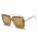 Mulheres Rhinestone Gliter extragrandes Praça Sunglasses Moda Shades Óculos AU