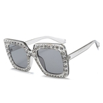 Mulheres Rhinestone Gliter extragrandes Praça Sunglasses Moda Shades Óculos AU