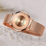 Women Rose Gold Mesh Buckle Watch Casual Luxury Women Quartz Watches