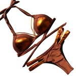 Mulheres Sexy Brown Bronzed Matching biquini cor do terno com alça de design Swimwear