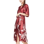 Mulheres Sexy guindaste impressão Robe Cardigan Lingerie Pijama Laço Straps Nightgown