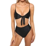 Mulheres Sexy profundo decote em V Bikini Swimsuit Set Knot Sling Brassiere & Briefs sedutor Beach Wear