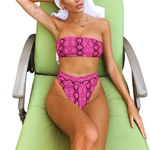 Mulheres Sexy Snakeskin impressão Bra + Briefs Bikini Set Swimsuit