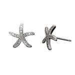 Mulheres Simples All-jogo Zircon Starfish Studs orelha