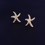 Mulheres Starfish Forma Diamante S925 Silver Needle Zircon Brincos