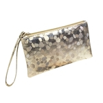 Mulheres suave PU de couro da moda Glitter Bolsa portátil com zíper bolso Cosmetic Bag