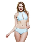 Mulheres Summer Fashion Sexy cor sólida de Split Swimsuit Set