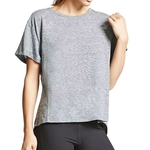 Mulheres T-shirt Casual soltas Sólidos Cor Sexy Backless manga curta Top Cotton decote redondo
