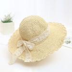 Mulheres Verão bowknot elegante aba larga Caps dobráveis ¿¿verão sol praia chapéus de palha Redbey