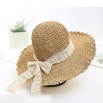 Mulheres Verão bowknot elegante aba larga Caps dobráveis ¿¿verão sol praia chapéus de palha