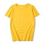 Mulheres Verão Cotton T-shirt da cor de manga curta Sólida Tops Casual gola redonda