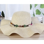 Mulheres Verão elegante exterior Aba larga protetor solar chapéu de palha