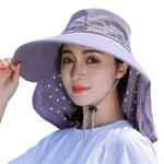 Mulheres Verão Malha Respirável Anti-UV Floral Wide Brim Face Neck Cover Sunhat