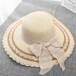 Mulheres Verão simples cor sólida bowknot protetor solar ao ar livre chapéu de palha Gostar