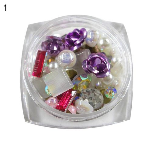 Multi-forma Rose Flower Faux Pearl Strass 3d Nail Art Diy Manicure Decor