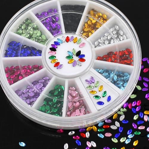 Multicolor Oval 3d Glitters Studs Decoração Diy Nail Art Tips Stickers Roda