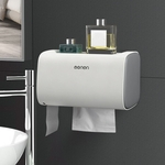 Multifuncional gratuito perfuração Double Door Waterproof Dual Layer cremalheira papel de tecido para WC