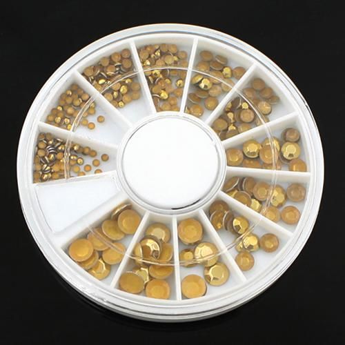 Nail Art Decoração Diy 3d Acrílico Glitter Golden Rhinestone Roda Decor Tool