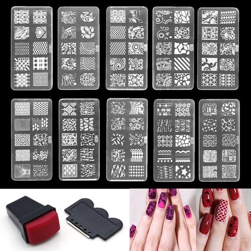 Nail Art Stamping Placa Template Stamper Raspador Manicure Beleza Diy Ferramentas Set