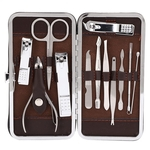 Nail Cutting Tool, 12-Piece Stainless Steel Manicure Pedicure Kit with Leather Case for Travel or Home